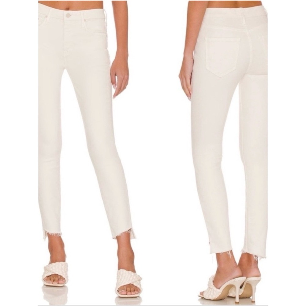 MOTHER Jeans The Looker High Waister Ankle Fray Whipping The Cream sz 26